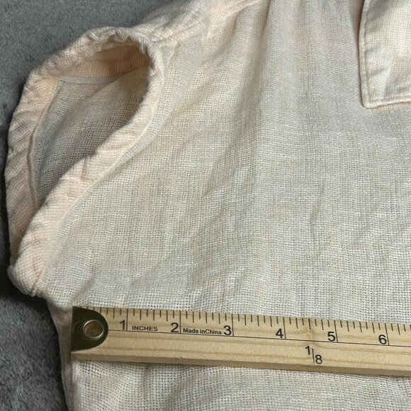 Faherty Shirt Womens Large Peach Gauze Woven Short Sleeve Button Up Lightweight - Picture 6 of 10